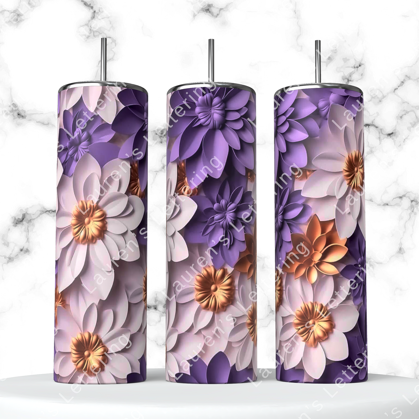 Purple 3D Flowers